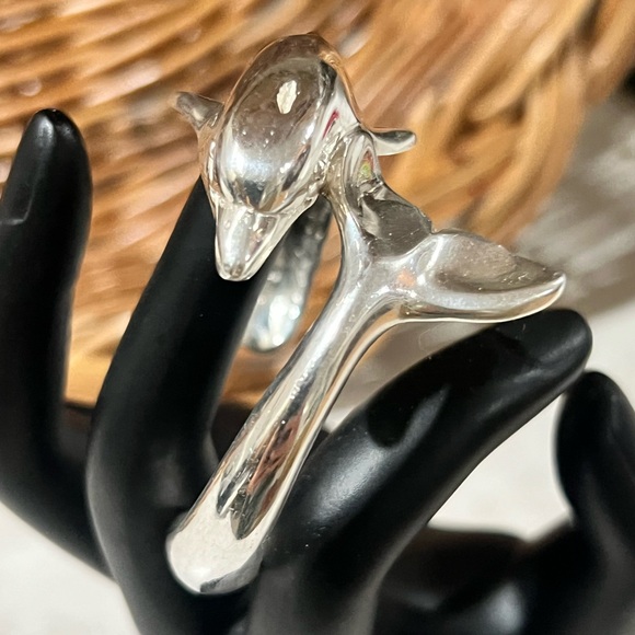 Taxco Jewelry - Vintage Taxco Mexico Sterling Silver Dolphin Cuff Bracelet – 925 Solid Silver